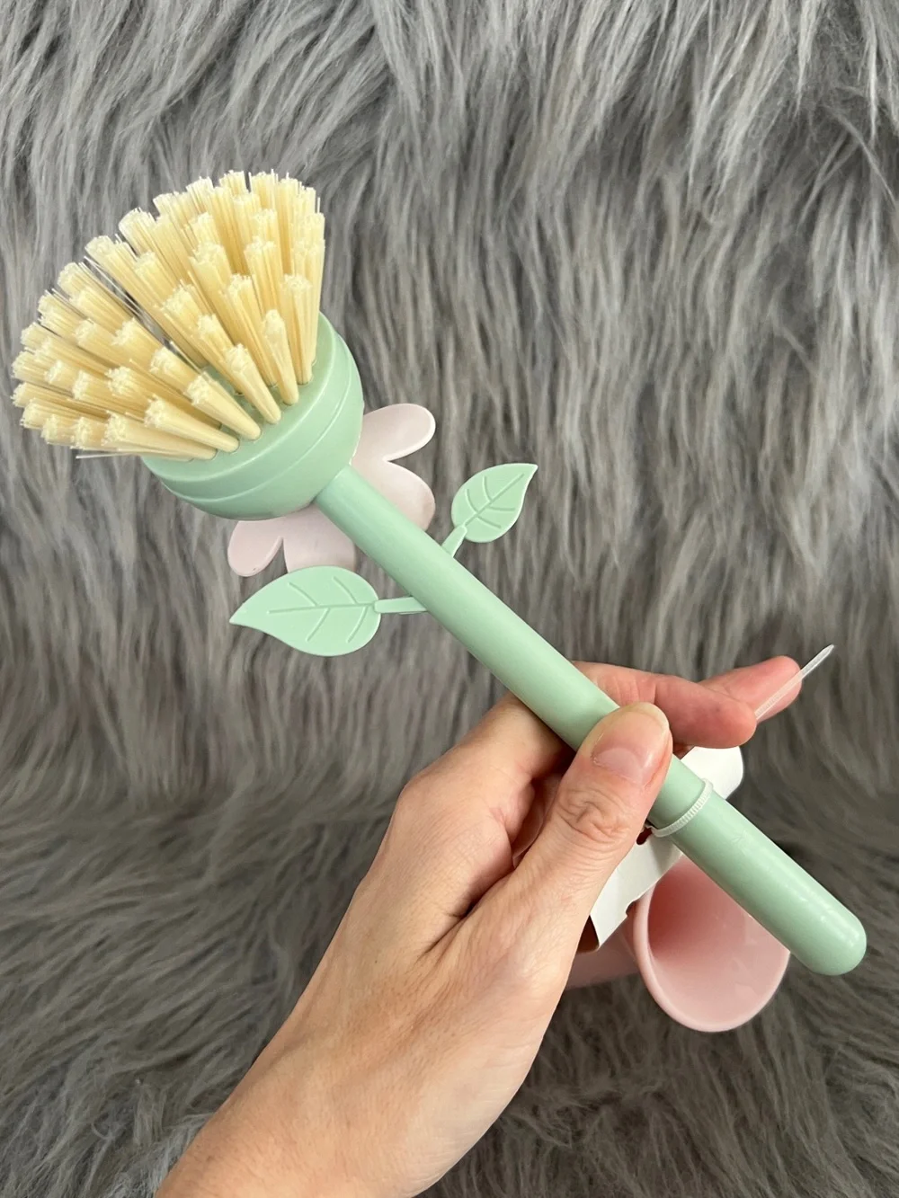 Flower Dish Brush in Pink and Mint • NWT